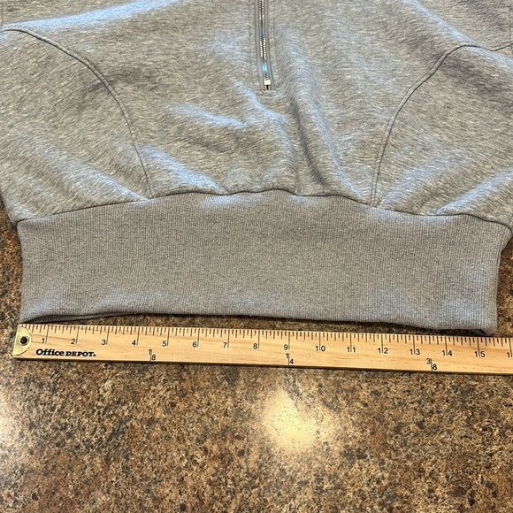 Emory Park Quarter Zip Sweatshirt Size Large Light Gray Mock Neck Cropped - Picture 15 of 15